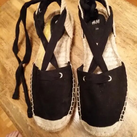 H&M Tie-strap Espadrilles Strappy Sandals Summer Shoes - Picture 1 of 4
